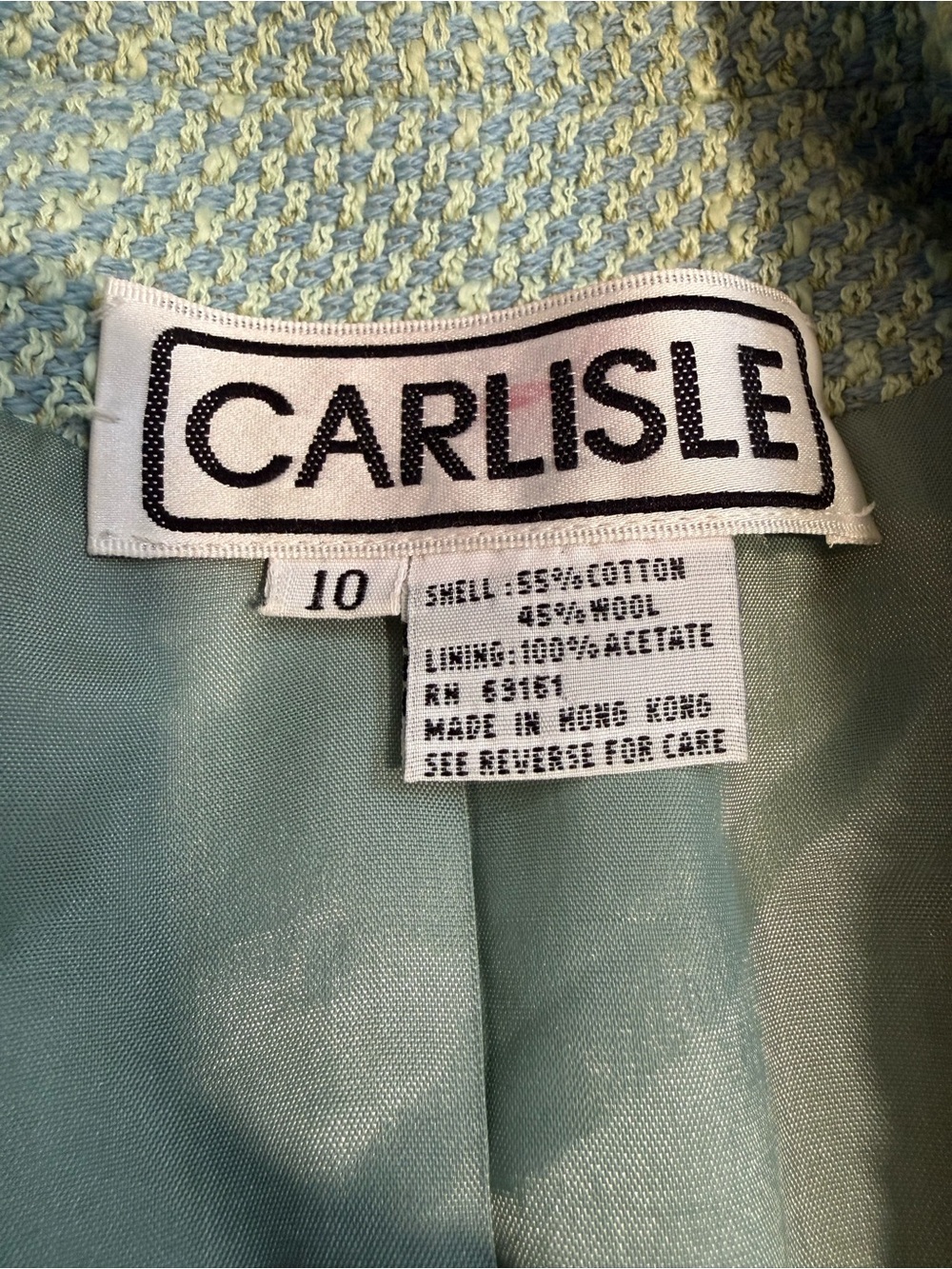 Vintage Carlisle Wool blend Sage Green Blazer and Skirt Set - classy old money - Picture 2 of 12